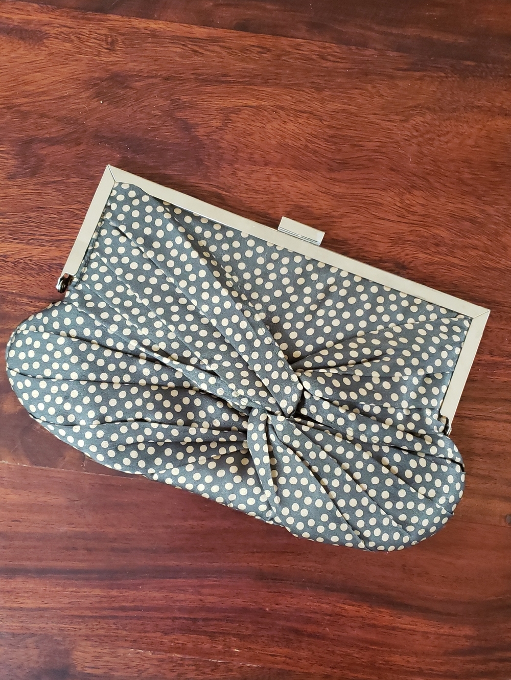 Vintage 90s Satin Polka Dot & Striped Clutch Set Blue Teal Copper Evening Bags - Picture 5 of 15